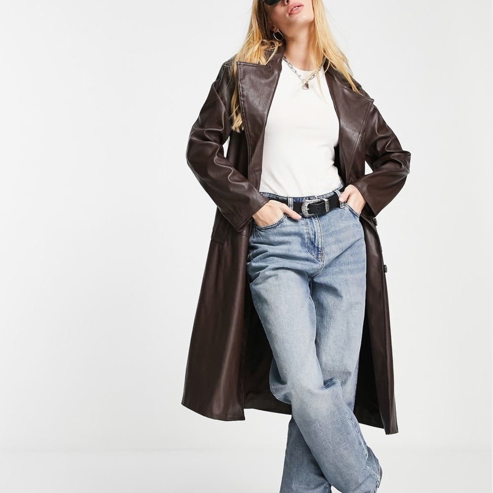Bershika Faux Brown Leather Women's Coat